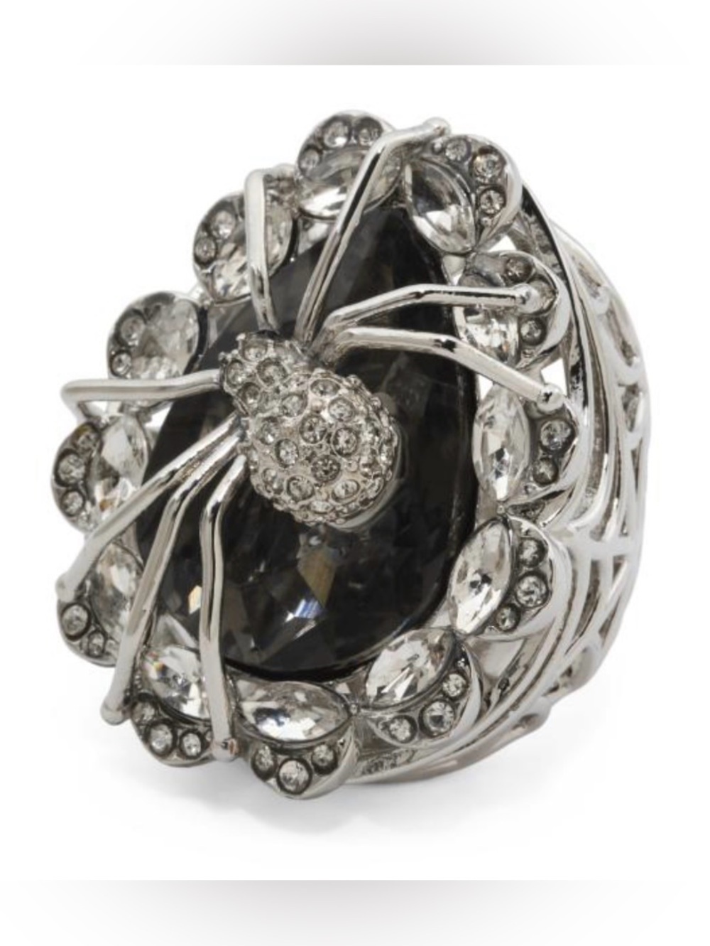 BETSEY JOHNSON Halloween Spider & Sim Black Onyx Stone Size 7.5 Ring NEW NWT